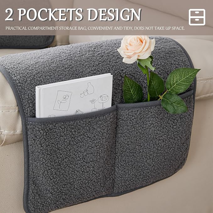 Armrest Cover, Recliner Chair Protector, Furniture Protector Slip, Side Storage - Image 4