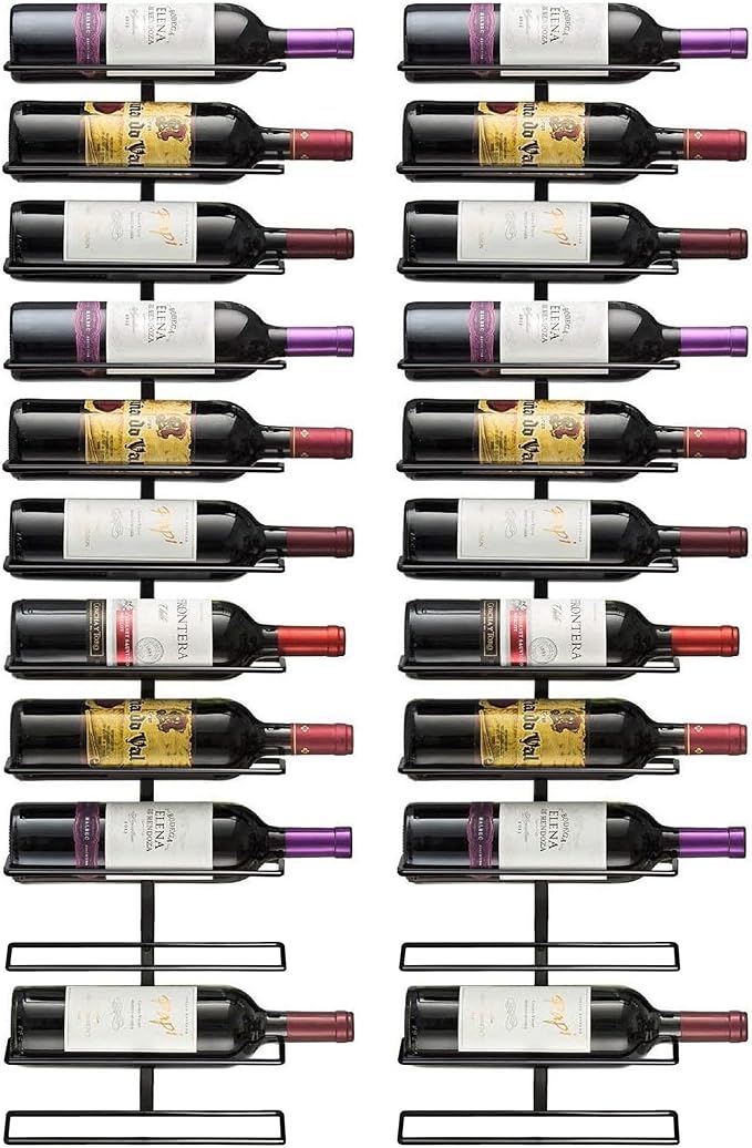 Sorbus Wall Mount Wine Rack – Holds 12 Bottles – Black Metal Wine Bottle Holder by Sorbus