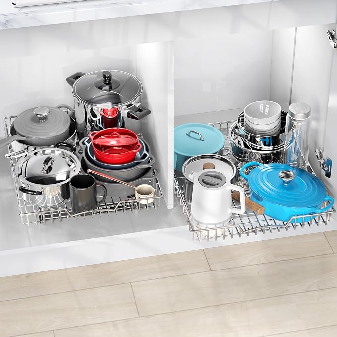 Simple Houseware Under Cabinet Pull Out Sliding Shelf Drawer, 21Dx17W | - Image 4