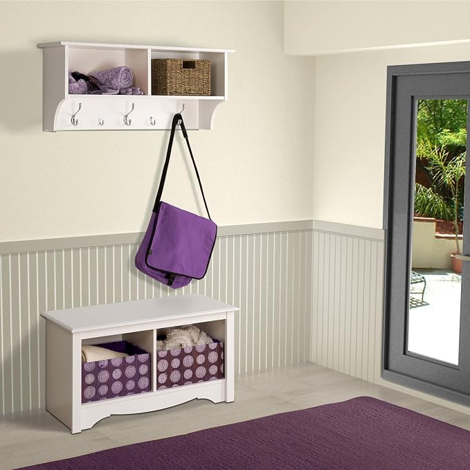 Prepac 36" Contemporary Wall Mounted Coat Rack, Coat Hooks Wall Mount - Image 4