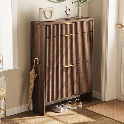 Fluted Shoe Cabinet Storage by DamcropFurniture