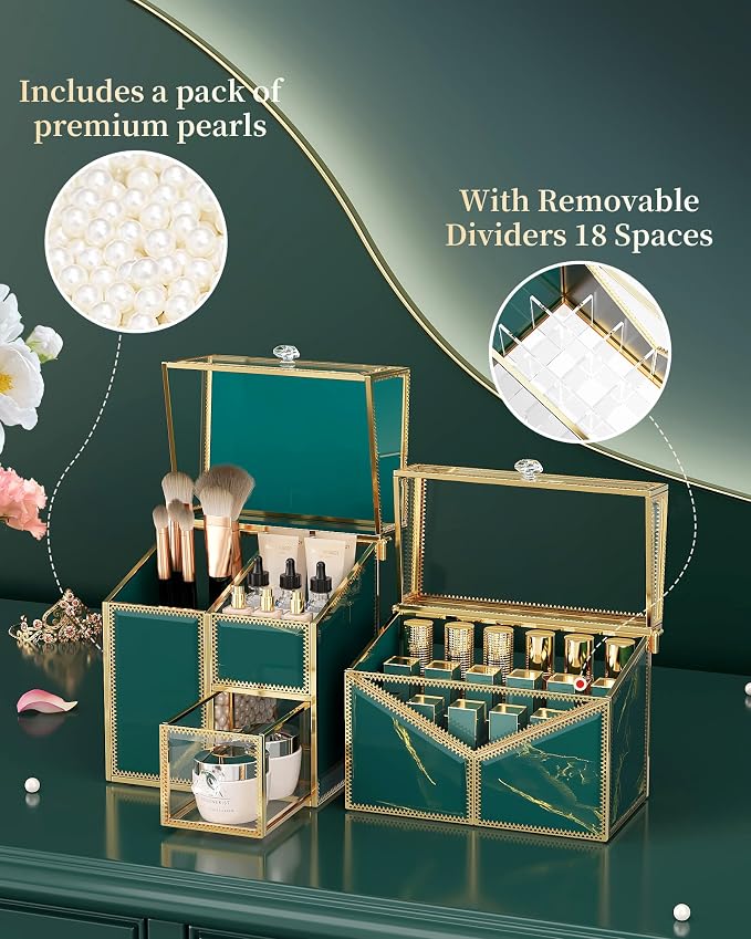 Extra Large Makeup Organizer, Glass Cosmetic Storage - Image 4