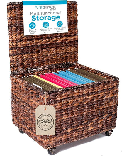 BIRDROCK HOME Seagrass Rolling File Cabinet by BIRDROCKHOME