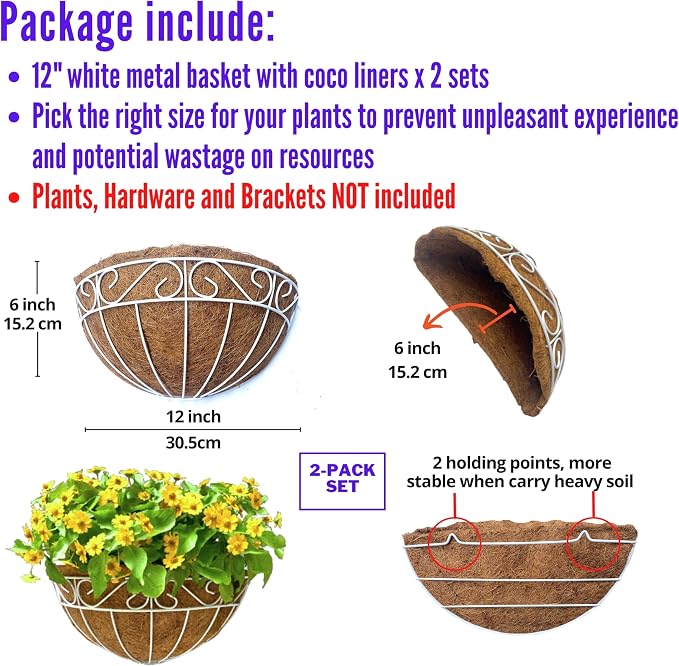 LaLaGreen Wall Mounted Flower Baskets Wall Hanging Planter - Image 2