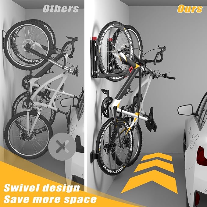 TORACK BIKEPAL No Lifting Swivel Bike Racks, Space Saving Wall Mounted Bike - Image 4