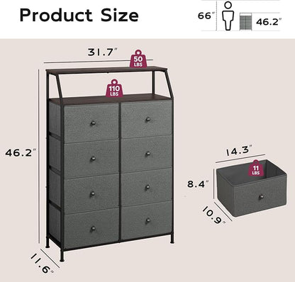 WLIVE Grey Boucle 8-Drawer Fabric Dresser Storage Tower Bedroom | Boucle fabric - Image 3