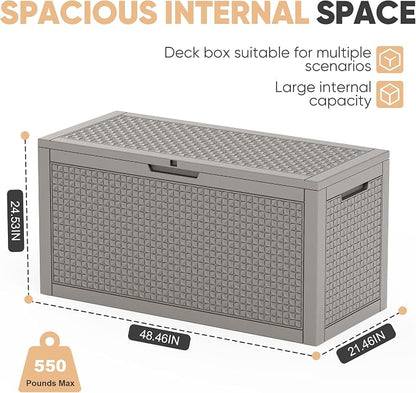 EasyUp 110 Gallon Deck Boxes Outdoor Waterproof, Resin Outside Storage Box - Image 3