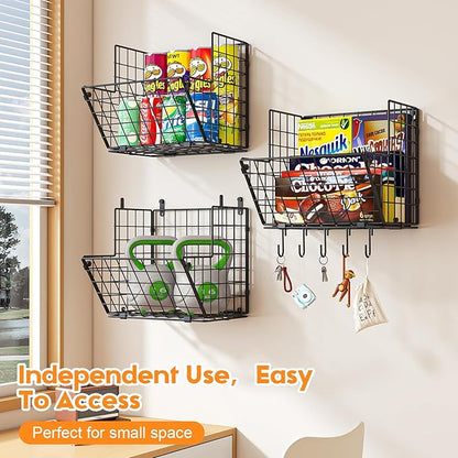 X-cosrack Metal Wire Basket Wall Mount, 3 Tier Wall Storage Organizer - Image 6