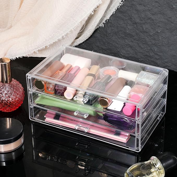 Acrylic Drawers Stackable, 9.3 X 5.3 X 4 Inch Stackable Makeup Organizer - Image 2