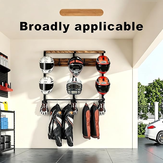 Motorcycle Helmet Holder Wall Mount, Motorcycle Gear Rack - Image 4