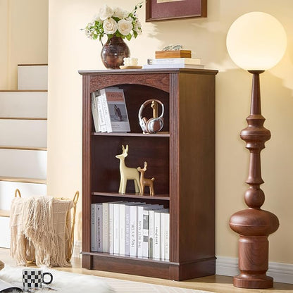 Small Bookshelf, 3 Tier Bookcase and Kids Bookshelf, Cherry Storage Cabinet by LIDYUK