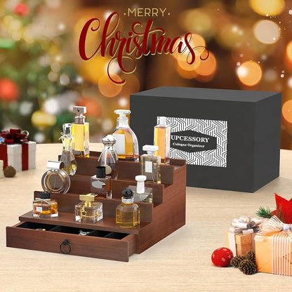 upcessory Cologne Organizer for Men, 4 Tier Black Wood Perfume Organizer - Image 7