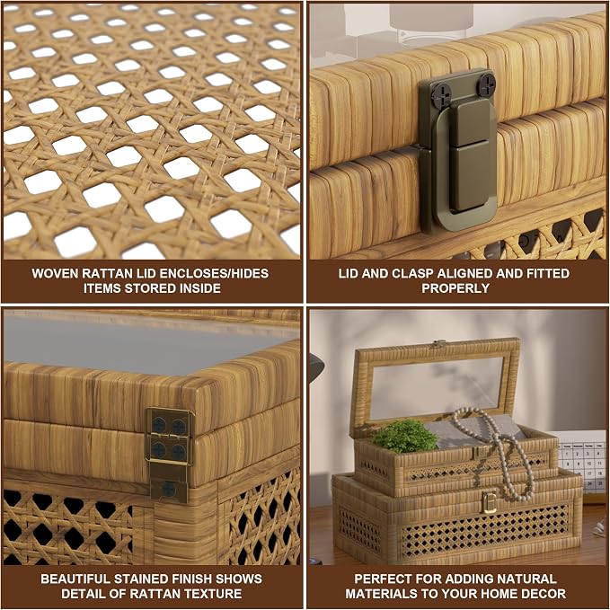 Rattan Decorative Box, Boho Display Boxes - Image 4