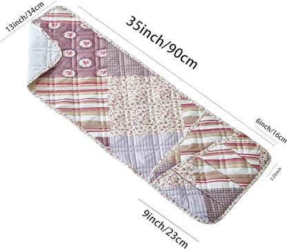 Brilliant Sunshine Pink Rosette and Stripes Patchwork Couch Armrest 5 Pockets - Image 5