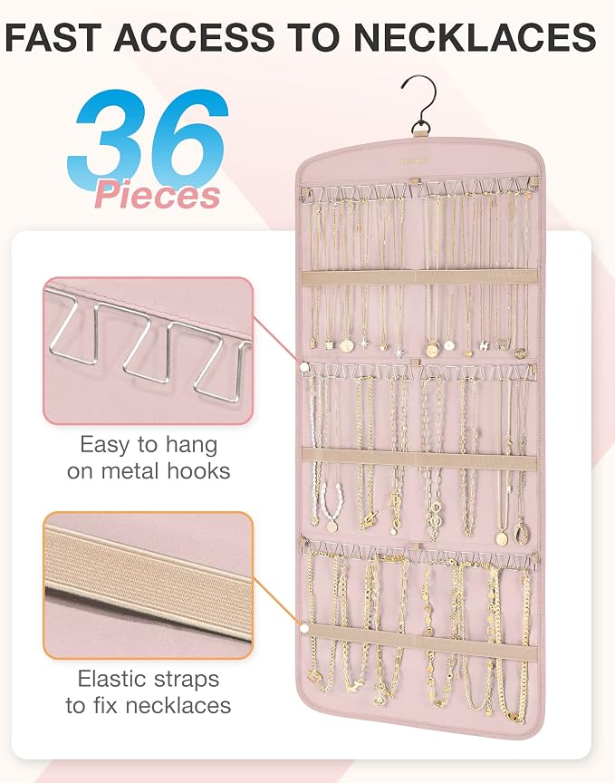 BAGSMART Hanging Jewelry Organizer, Necklace Holder Anti-tangle Earrings Rings - Image 2