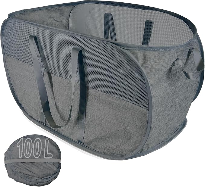 Upgraded 100L Collapsible Laundry Basket, Extra Large Mesh Pop Up Laundry Hamper by NairSnow