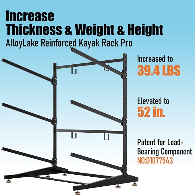 Kayak Storage Rack, Adjustable Outdoor Canoe Rack, Reinforced, and and Enhanced - Image 3