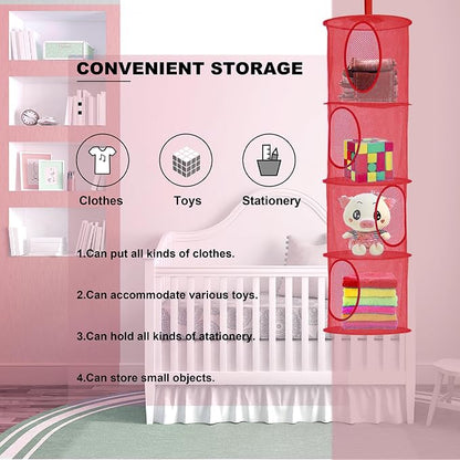 2Pcs Hanging Stuffed Animal Storage Hammock 4 Tiers, Holds Plushies, Foldable - Image 7