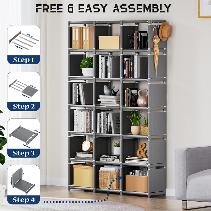 Mavivegue Bookshelf, 18 Cube Storage Organizer, Extra Large Book Organizer - Image 9