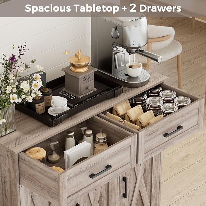 Homhedy Sideboard Buffet Cabinet, Coffee Bar Storage Cabinet - Image 5