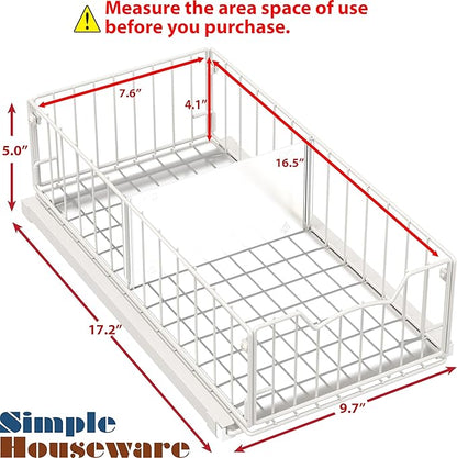 Simple Houseware Pull-Out Cabinet Sliding Basket, 17.2Dx9.7Wx5H, Under Sink or - Image 2