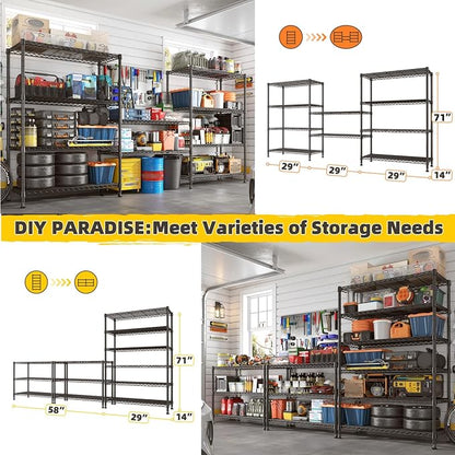 REIBII 71" H Metal Shelves 6 Tier Storage Shelves 1200LBS Adjustable Shelving - Image 9