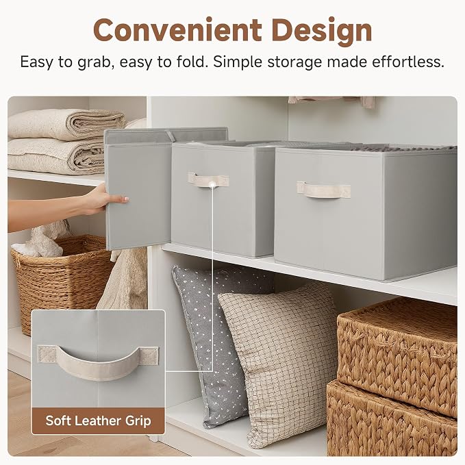 StorageWorks Storage Baskets for Shelves, Foldable Fabric Closet Storage Bins - Image 4
