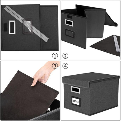 File Organizer Box with Lids, Collapsible File Folder Organizer | File Box with - Image 7