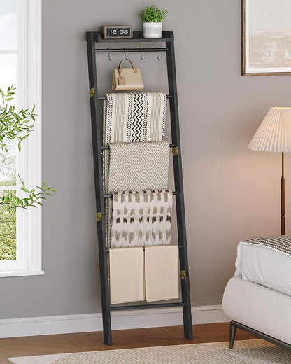 Blanket Ladder Shelf, Decorative Quilt Rack, 7-Tier Farmhouse Ladder Holder - Image 4