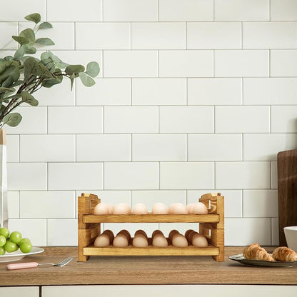 CVHOMEDECO. Wooden Egg Holder Countertop Fresh Egg Holders Firewood Egg - Image 7