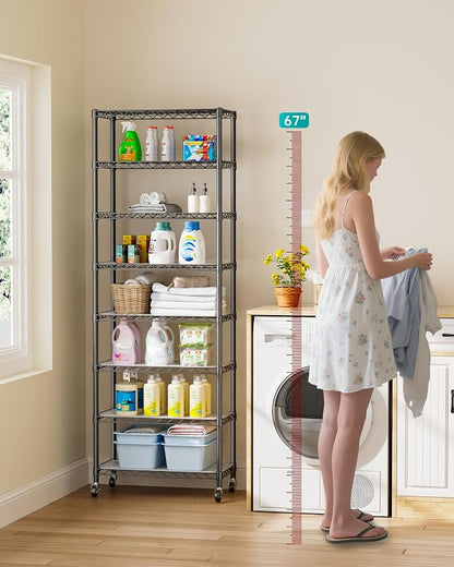 Golpart Shelves Storage Shelf Wire Closet Bathroom Organizers Metal Pantry | 8 - Image 2