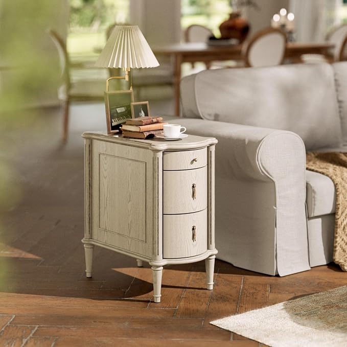 STO'SENSE Nightstand w/Charging Station & 3 Drawers, Pre-Assembled, Vintage - Image 5