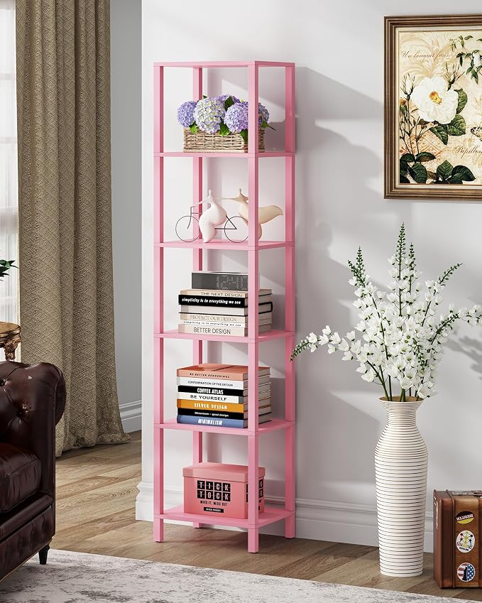 TUTOTAK Bookshelf, 6-Tier Tall Narrow Book Shelf - Image 5