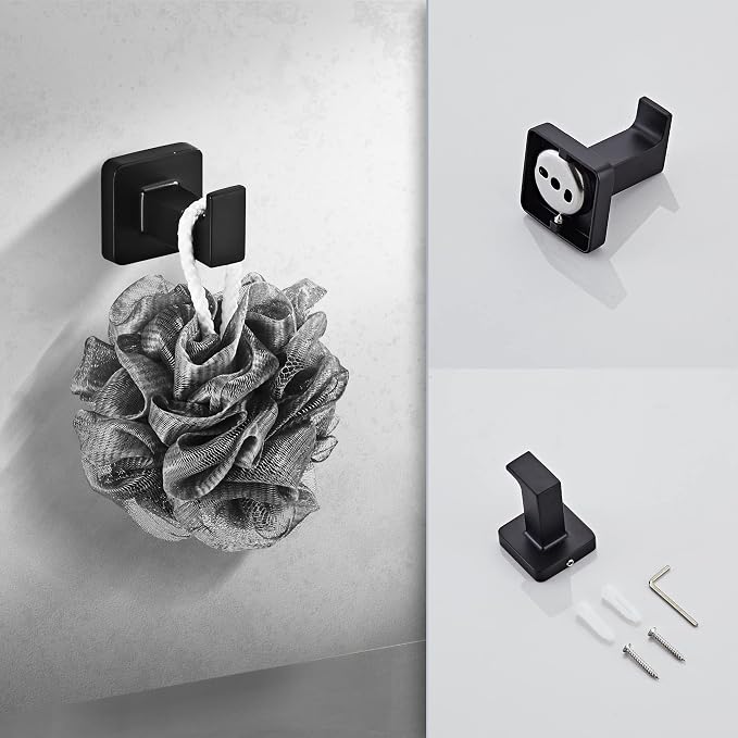 Matte Black Bathroom Hardware Set 4 Pieces, Bathroom Accessories Set Stainless - Image 7