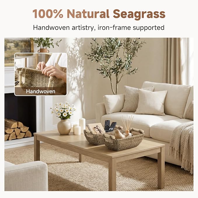 StorageWorks Small Baskets for Shelf, Seagrass Woven Basket - Image 5