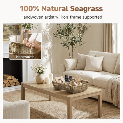StorageWorks Small Baskets for Shelf, Seagrass Woven Basket - Image 5