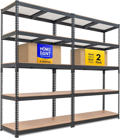 HOMEDANT 5-Tier Laminated Boltless Heavy Duty Metal Shelving Unit Adjustable by TheBestOrganizingSolution