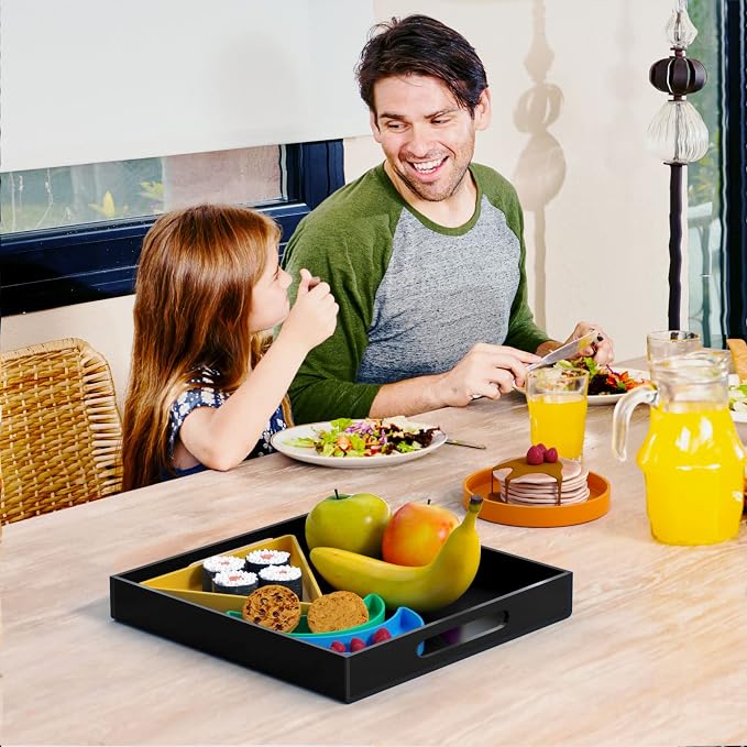 NIUBEE Acrylic Serving Tray 12x12 Inches -Spill Proof- Decorative Tray Organiser - Image 7