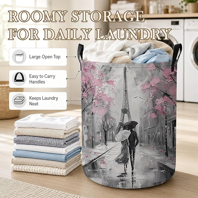 Laundry Hamper, Eiffel Tower Collapsible Paris Street Laundry Baskets - Image 3
