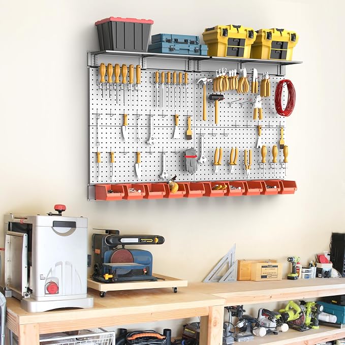 TORACK Metal Pegboard with Peg Board Hooks, Tools Storage Pegboard with - Image 2