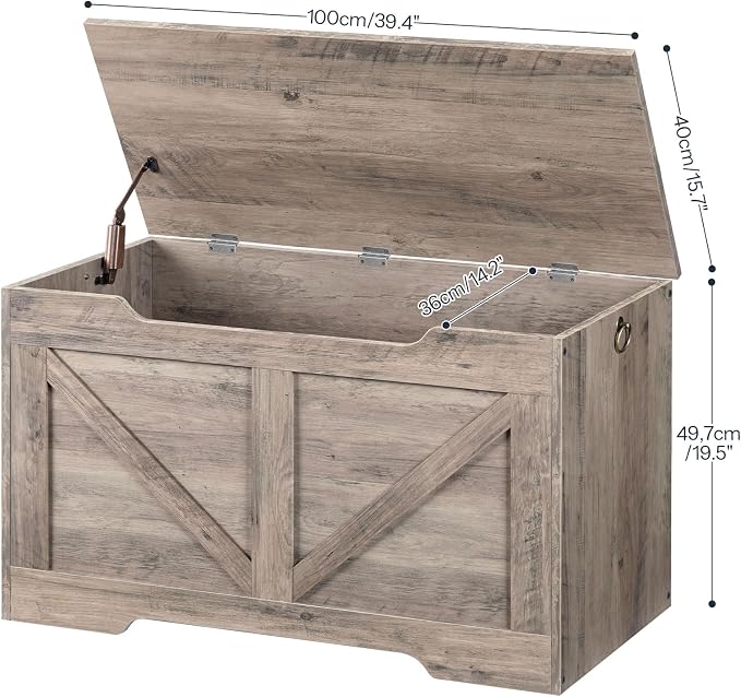 HOOBRO Storage Bench, 39.4” Retro Wooden Storage Chest - Image 6