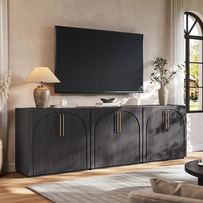 Sideboard Cabinet with Fluted Doors, Adjustable Shelves, Modular Coffee Bar - Image 3