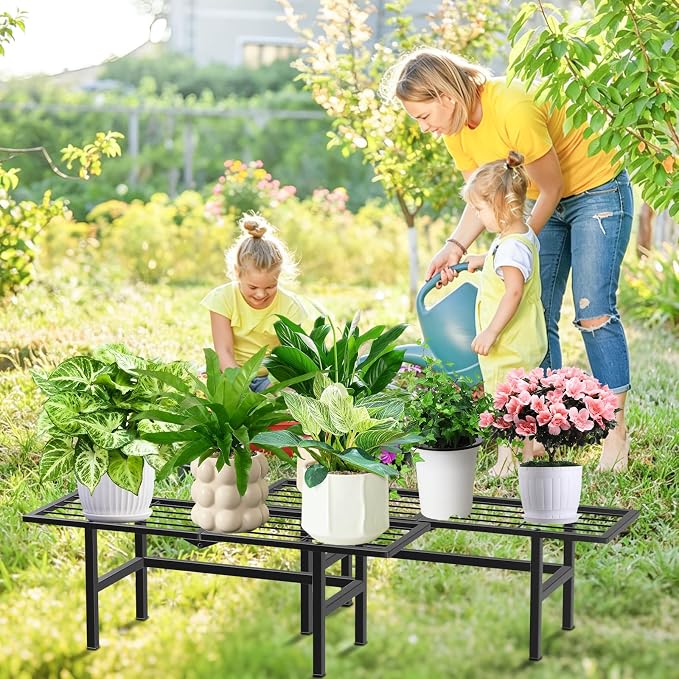 2 Pack 1 Tier Plant Stand Indoor Outdoor- Foldable Metal Plant Shelf, 8.7" - Image 4