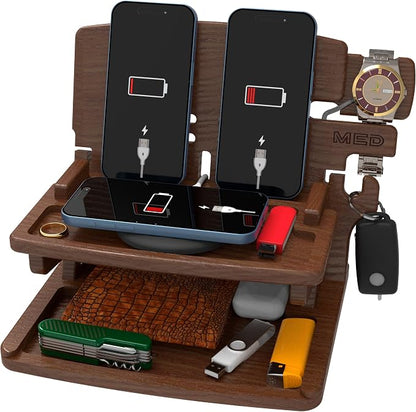MED Wood Phone Docking Station – Nightstand Desk Organizer by MED
