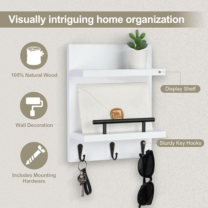 Key Holder Wall Mount, Mail Shelf Decor - Image 3