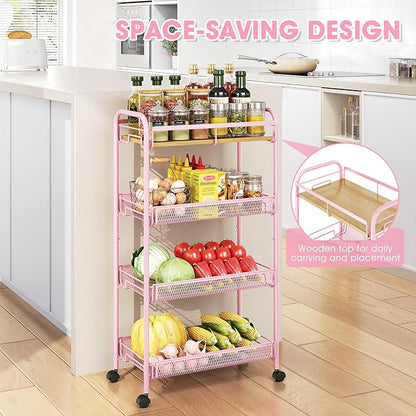 TOOLF 4-Tier Rolling Cart, Metal Utility Cart, Slide Out Storage Cart - Image 4