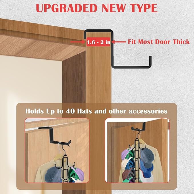 Hat Rack for Door, Collapsible Over The Door Hat Organizer - Image 2