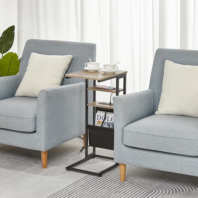 C Shaped End Table with Charging Station, Under Couch Table C-Shaped End Table - Image 6