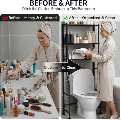 3-Tier Over The Toilet Storage, Freestanding Metal Bathroom Shelves, Space - Image 7