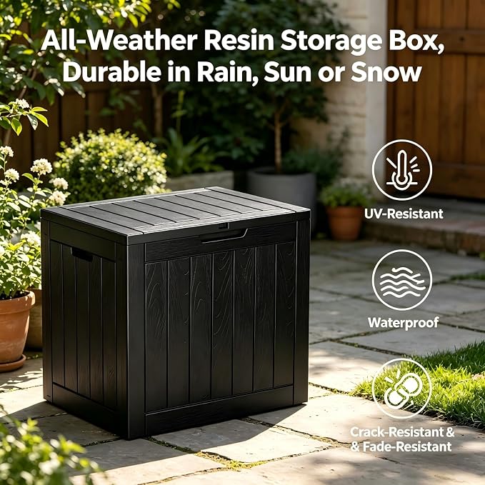 34 Gallon Outdoor Storage Box, Resin Deck Box Waterproof, Raised Bottom Outdoor - Image 6
